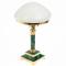 Лампа настольная из малахита с белым плафоном