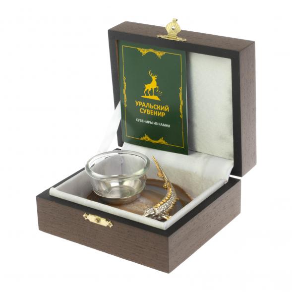 Икорница на агате &amp;quot;Стерлядка&amp;quot; Златоуст 122605