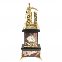 Бронзовые часы "Россия" камень яшма