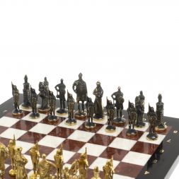 Шахматы "Русские" бронза доска 40х40 лемезит мрамор