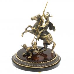 Cтатуэтка &amp;quot;Святой Георгий Победоносец&amp;quot; из бронзы и яшмы