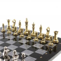 Шахматы турнирные &amp;quot;Стаунтон&amp;quot; доска 40х40 см серый мрамор