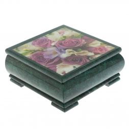 Шкатулка "Букет роз" из змеевика 18х18х8 см