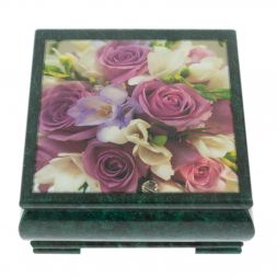 Шкатулка "Букет роз" из змеевика 18х18х8 см