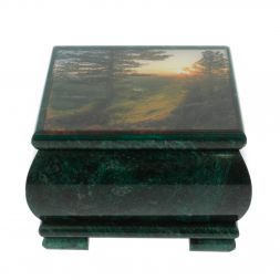 Шкатулка "Закат" из змеевика 13х13х8 см