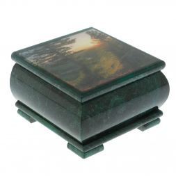 Шкатулка "Закат" из змеевика 13х13х8 см