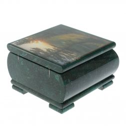 Шкатулка "Закат" из змеевика 13х13х8 см