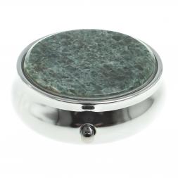 Таблетница на 3 отсека камень зеленый апатит цвет серебро