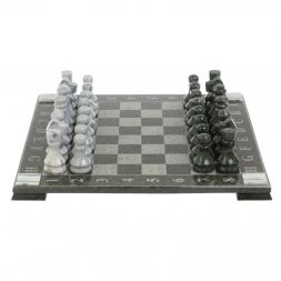 Шахматы "Турнирные" доска 41х41 см серый мрамор, змеевик