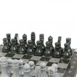 Шахматы "Турнирные" доска 41х41 см серый мрамор, змеевик