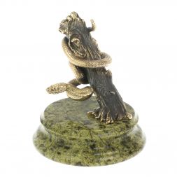 Статуэтка подставка под ручку &amp;quot;Змея на дереве&amp;quot; змеевик бронза