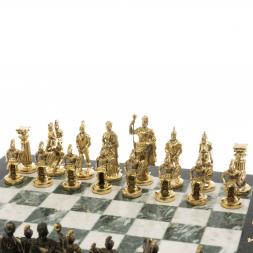 Шахматы "Римские" бронза доска 44х44 см шабровский змеевик