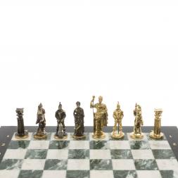Шахматы "Римские" бронза доска 44х44 см шабровский змеевик