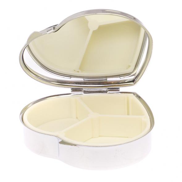 Таблетница &amp;quot;Сердце&amp;quot; на 3 отделения камень офит благородный цвет серебро 126086