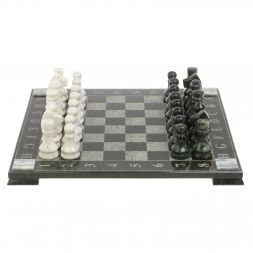 Шахматы "Турнирные" доска 41х41 см белый мрамор, змеевик