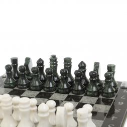 Шахматы "Турнирные" доска 41х41 см белый мрамор, змеевик