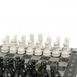 Шахматы "Турнирные" доска 41х41 см белый мрамор, змеевик