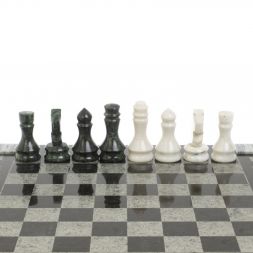 Шахматы "Турнирные" доска 41х41 см белый мрамор, змеевик