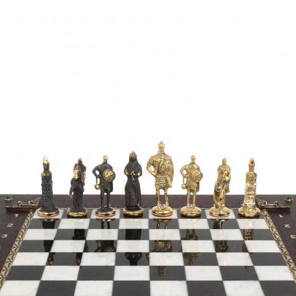 Подарочный шахматный ларец &amp;quot;Русские&amp;quot; фигуры из бронзы 119021