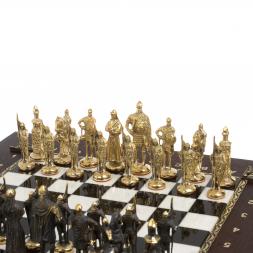 Подарочный шахматный ларец &amp;quot;Русские&amp;quot; фигуры из бронзы