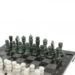 Шахматы "Турнирные" из мармора и змеевика 36х36 см