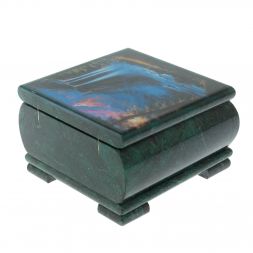 Шкатулка "Водопад" из змеевика 13х13х8 см