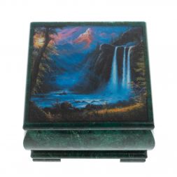 Шкатулка "Водопад" из змеевика 13х13х8 см