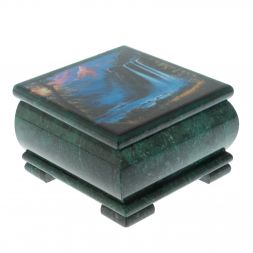 Шкатулка "Водопад" из змеевика 13х13х8 см