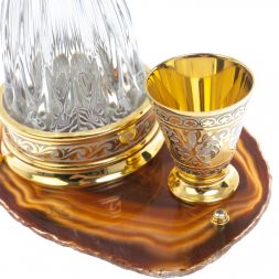 Водочный набор &amp;quot;Георгий Победоносец&amp;quot; камень агат Златоуст