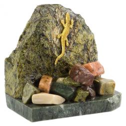 Сувенир &amp;quot;Ящерица на скале&amp;quot; змеевик лемезит