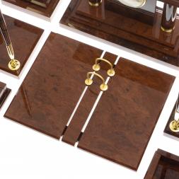 Настольный набор &amp;quot;Кабинетный&amp;quot; камень обсидиан коричневый