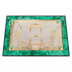 Настольный набор &amp;quot;Держава&amp;quot; камень малахит Златоуст