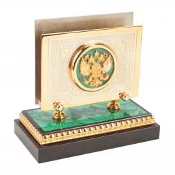 Настольный набор &amp;quot;Держава&amp;quot; камень малахит Златоуст