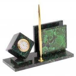 Настольный набор из змеевика с иллюстрацией под малахит