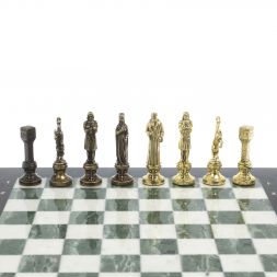 Шахматы подарочные "Ренессанс" доска 36х36 см мрамор / змеевик