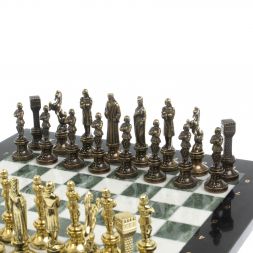 Шахматы подарочные "Ренессанс" доска 36х36 см мрамор / змеевик