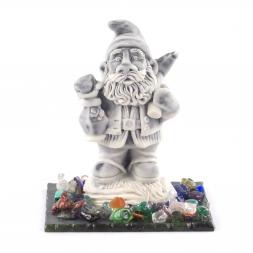 Статуэтка "Гном со светильником" из мрамолита на подставке из камня