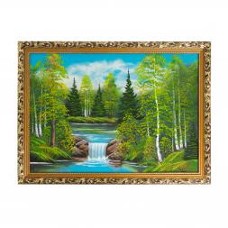 Картина из каменной крошки "Летний пейзаж" багет 58х78 см