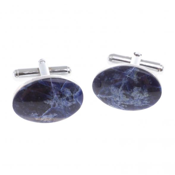 Запонки камень содалит овальные 124440