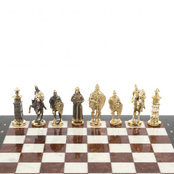 Шахматы сувенирные &amp;quot;Богатыри&amp;quot; лемезит мрамор 44х44 см 127559