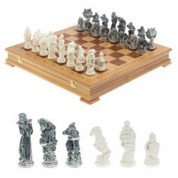 Шахматный ларец "Русские сказки" доска 49х49 см мрамолит / дерево