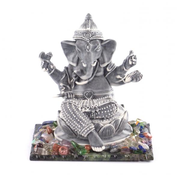 Статуэтка &amp;quot;Ганеша&amp;quot; большой из мрамолита на подставке из камня 121544