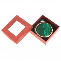 Зеркало круглое из камня малахит цвет золото