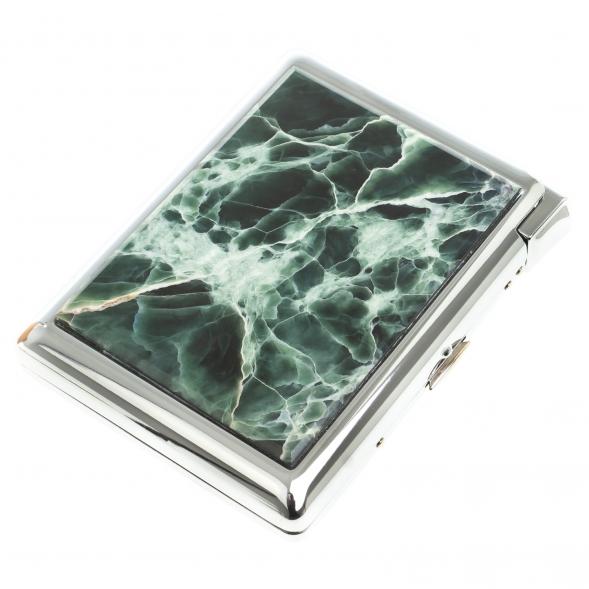 Портсигар на 20 сигарет с зажигалкой камень офит 123402