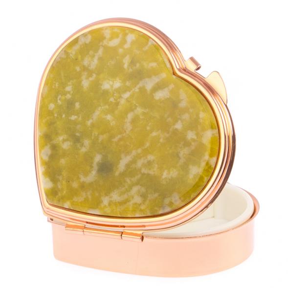 Таблетница &amp;quot;Сердце&amp;quot; на 3 отделения камень офит благородный цвет красное золото 126088