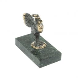 Статуэтка из бронзы и змеевика "Петушок"