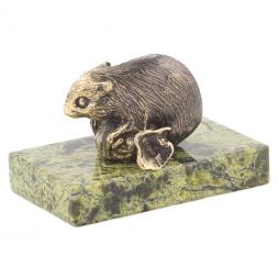 Статуэтка &amp;quot;Мышка на конфете&amp;quot; бронза змеевик