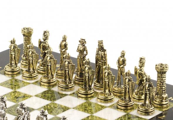 Шахматы сувенирные &amp;quot;Рыцари&amp;quot; доска 28х28 см змеевик мрамор 120771