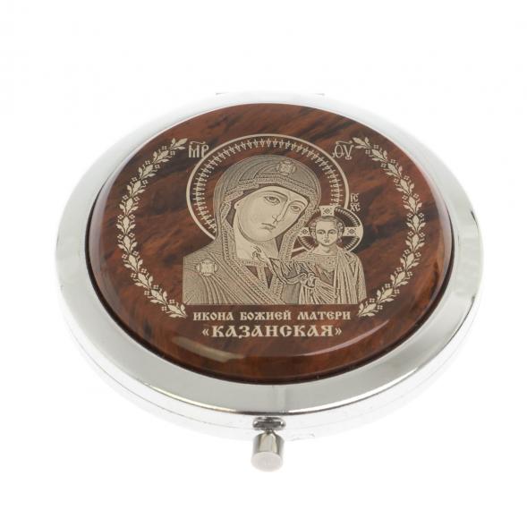 Зеркало с иконой &amp;quot;Казанская&amp;quot; из коричневого обсидиана 129593