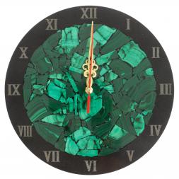 Настенные часы "Мозаика" из малахита и долерита 24х3,5х24 см